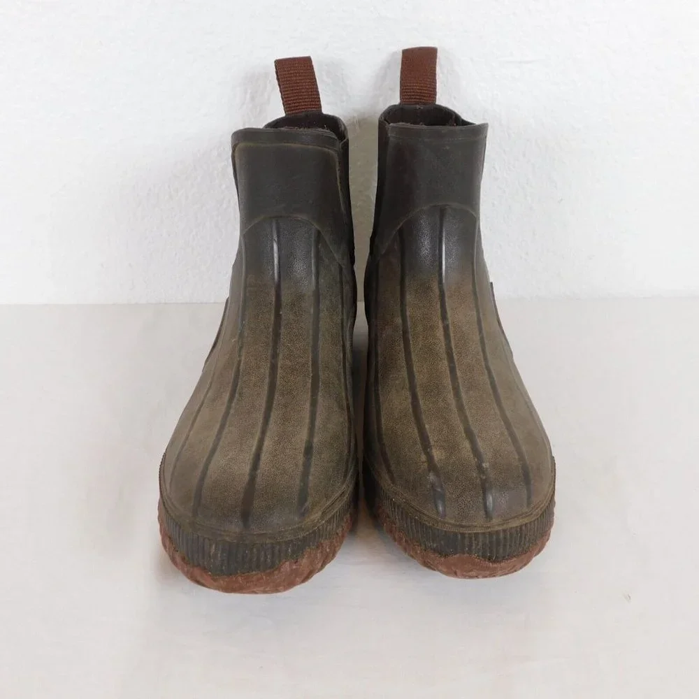 Cabela's Thinsulate Steel Shank Pull On Rubber Work Boots Waterproof Men size 8